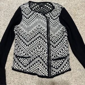 Lucky Brand Black and White Geometric Cardigan